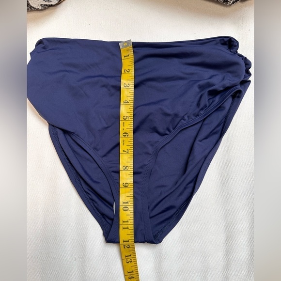 ANNE COLE BIKINI SWIM BOTTOMSz M HI WAISTED RUCHED SIDES ROLL DOWN BLUE3516 P - Picture 10 of 11